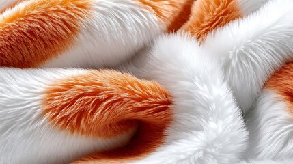 Close-up Texture of Orange and White Faux Fur Fabric AI Generated