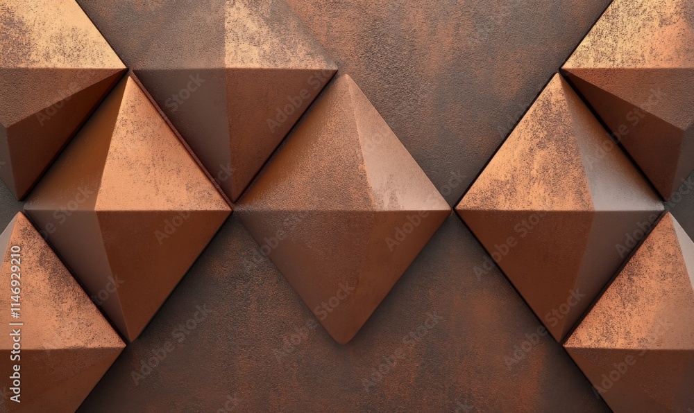 Poster overlapping diamond shapes with a textured mocha mousse finish, set against a minimalistic backgroun