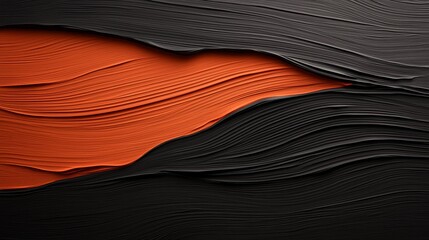 A black and orange abstract background with wavy lines