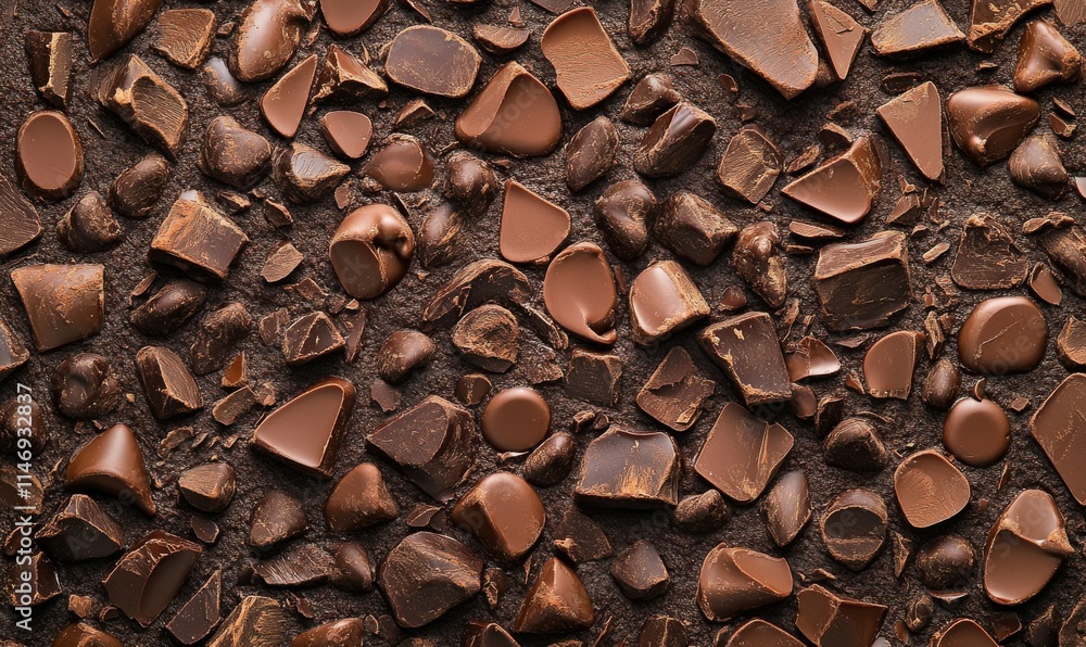 Poster intricate cocoa-dusted patterns with bold chocolate brushstrokes and shimmering chocolate chips blen