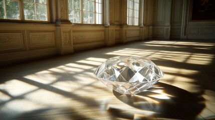 Sparkling Diamond Rests On Elegant Wooden Floor