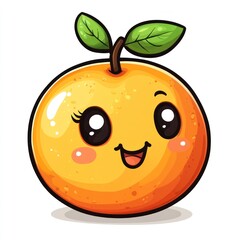 Fototapeta premium Cute cartoon orange with happy expression.