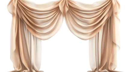 Elegant Draped Curtains, Beige Fabric, Soft Texture, Window Treatment, Interior Design, Home Decor, 
