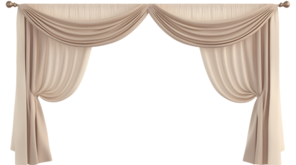 Elegant Beige Drapes, Luxurious Window Curtains, Soft Fabric, Interior Design