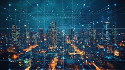 Futuristic Urban Concept Design Showcasing Smart City with Advanced Technology and Connectivity Features