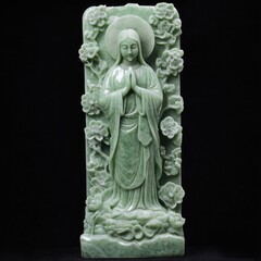 Fototapeta premium 3D Green Jade Carving on Christian Religious Statue