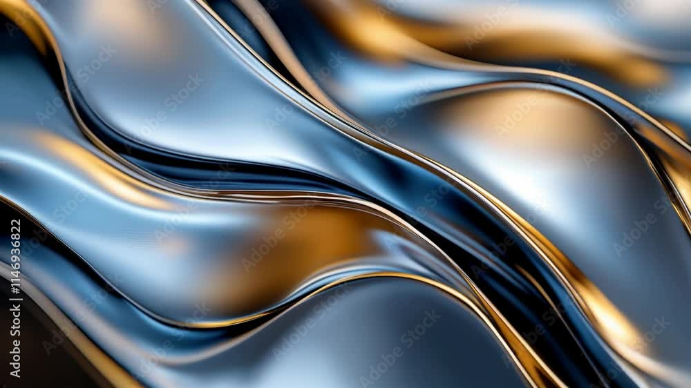 Poster metallic surfaces ripple and undulate, showcasing stunning movements that create beautiful reflectio