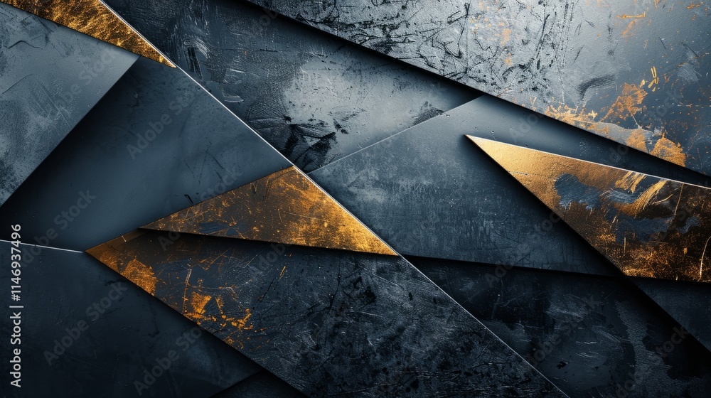 Poster unique texture background featuring a creative mix of metallic foil and abstract geometric shapes, a