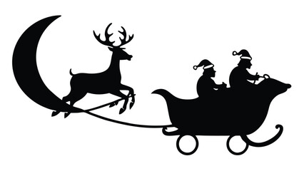 Reindeer Pulling Santa's Sleigh