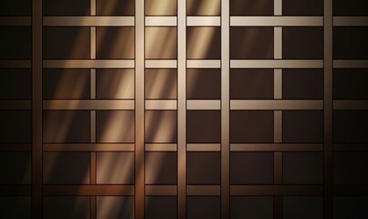 Geometric grid with alternating squares and lines, featuring shadow play and a deep chocolate brown color scheme.