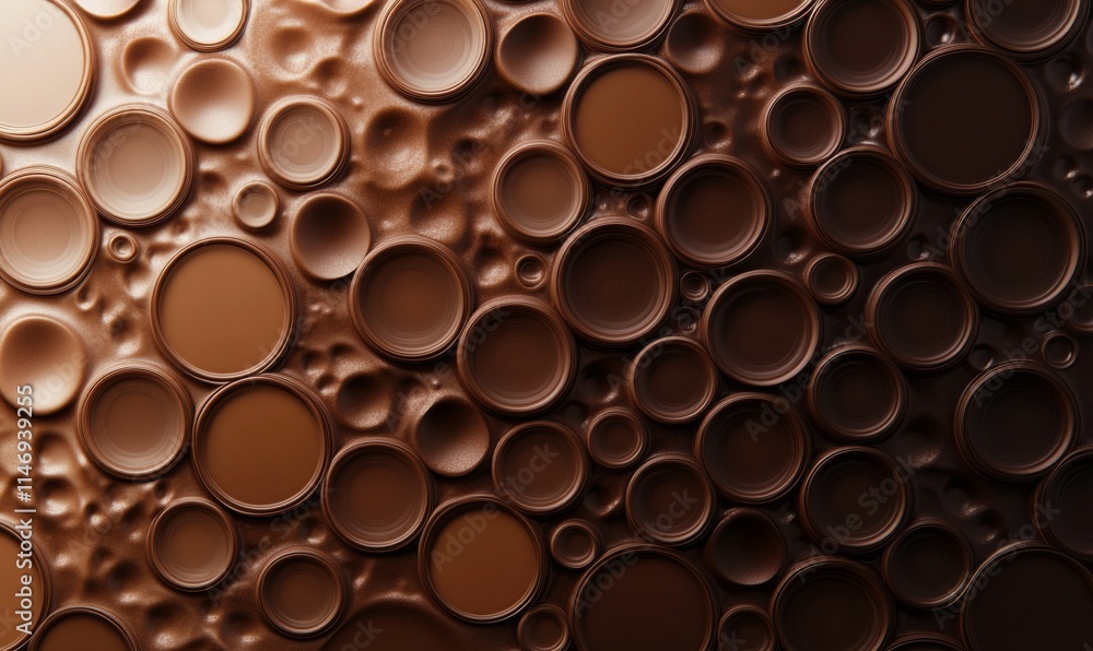Poster gradually fading circles creating an ombre effect in deep chocolate and light mocha hues.
