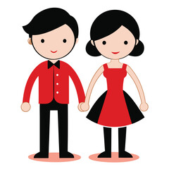 Couple Hand-Holding Vector Art.