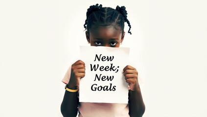 A white sheet with the text “New week, new goals”. Generative AI