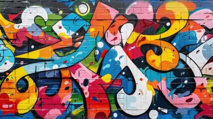 Vibrant Urban Graffiti Art: A Symphony of Colors on Brick