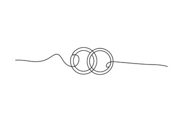Obraz premium Minimalist One-Line Interlinked Circles | Continuous Line Art Design | Abstract Vector Illustration