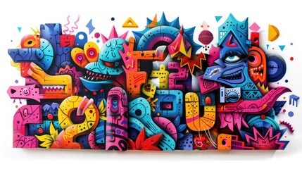 Vibrant Abstract Graffiti Art: A Symphony of Shapes and Colors