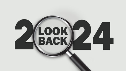 Looking back at the year 2024 concept. Best of the year, highlights, review, performance, evaluation of 2024. Office desk background.