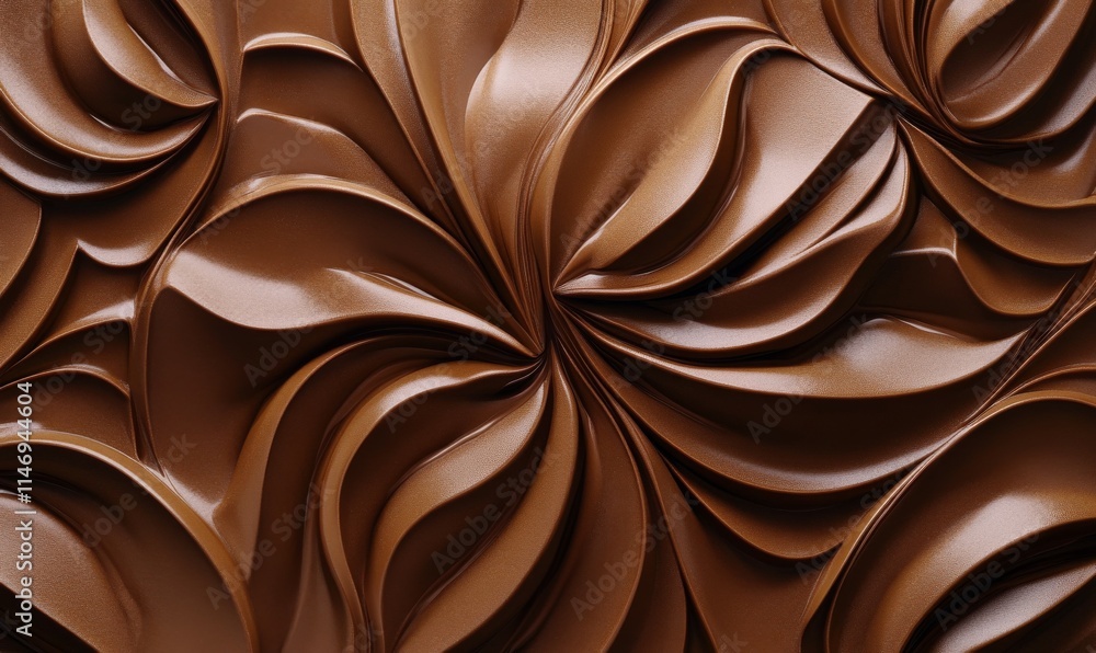 Poster elliptical forms rotating in dynamic symmetry, shaded in chocolate mocha mousse tones with high deta