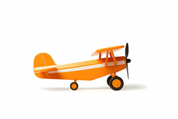 A vibrant orange toy airplane with a propeller, designed for playful imagination and fun.