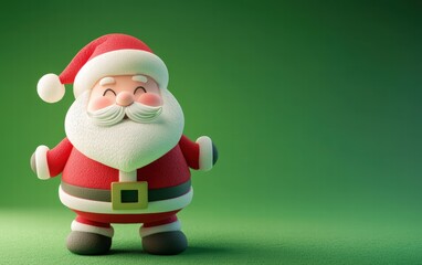 3D cute Santa on bright green background