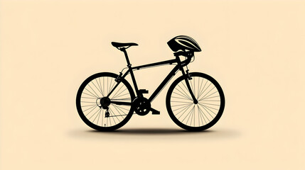 Naklejka premium A clean design of a bicycle and helmet, representing an eco-friendly and active lifestyle. Bicycle and helmet vector.