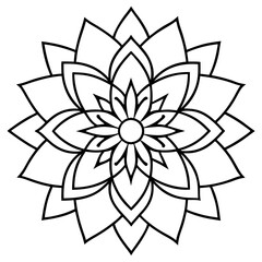 Symmetrical Lotus Mandala with Geometric Line Art