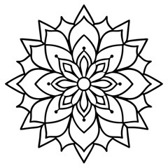 Symmetrical Lotus Mandala with Geometric Line Art