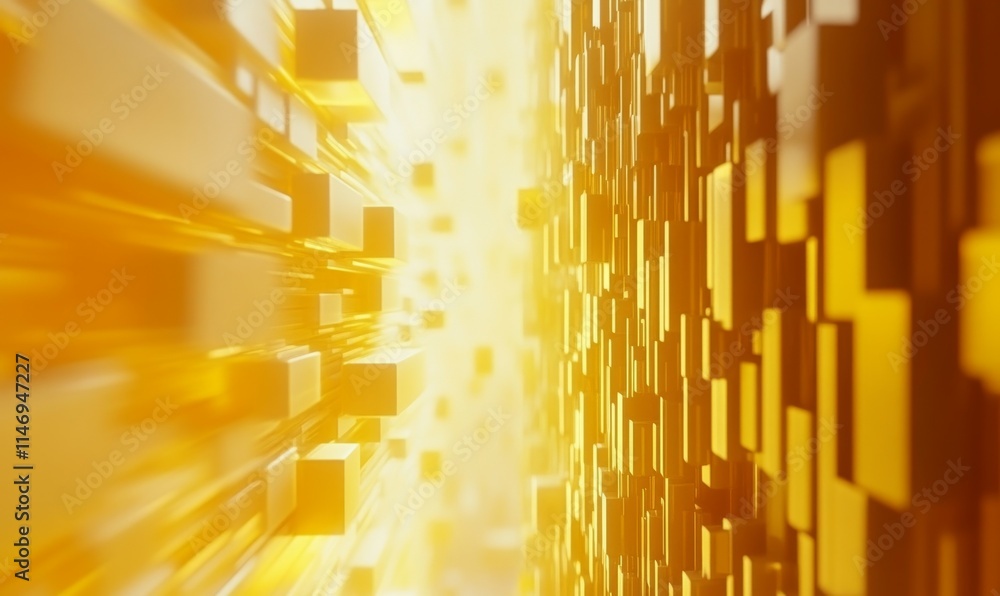 Aufkleber modern tech background with precisely aligned multisized cubes. yellow and orange,