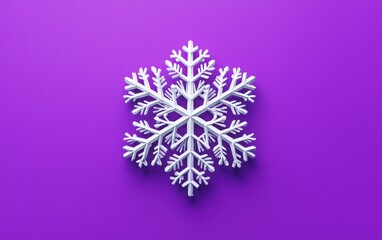 3D cute Snowflake on bright purple background