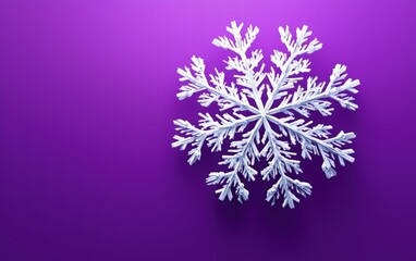 3D cute Snowflake on bright purple background