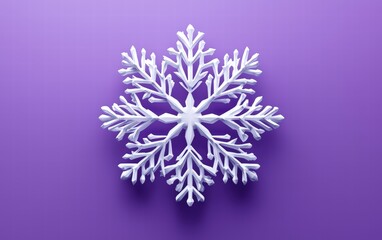 3D cute Snowflake on bright purple background