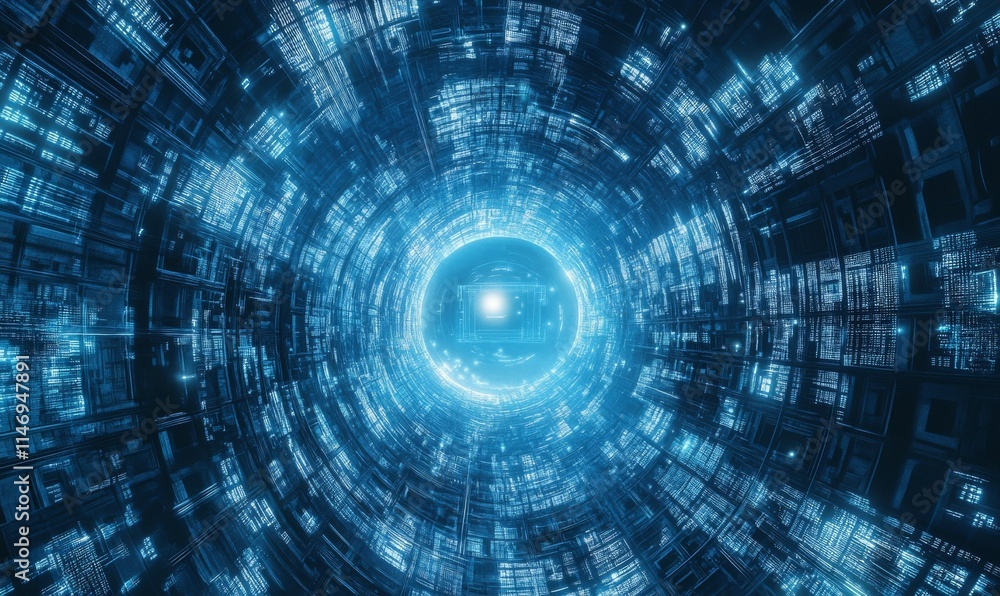 Poster global communication network. futuristic technology concept with copy space. blue tech background.