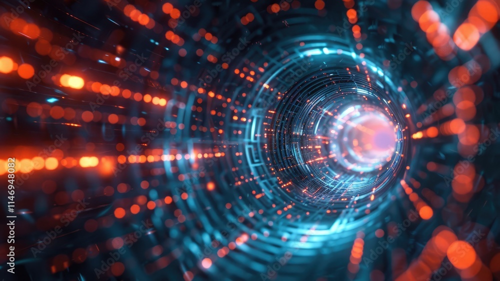 Poster this abstract image depicts a dynamic representation of quantum accelerator technology, featuring vi