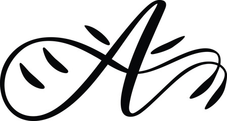 Capital letter A. Logo decorative letter A. Logo vector design template. A - vector, symbol, icon. Vector black letter isolated on white background.
