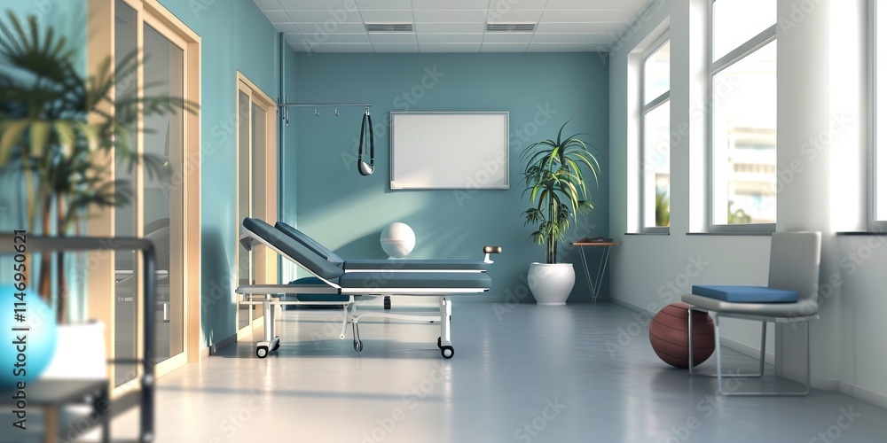 Poster empty spot in a physiotherapy environment ideal for branding messages.