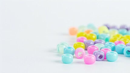 Colorful beads and thread for jewelry making and crafting projects