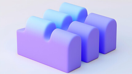 A set of smooth, rounded geometric shapes in gradient colors, suggesting a modern design.