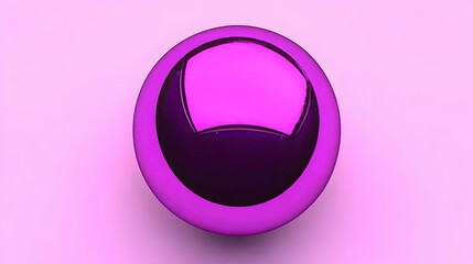 A shiny purple sphere on a soft pink background, showcasing a minimalist design.