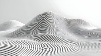 Abstract white landscape with smooth, wavy textures and subtle lines.