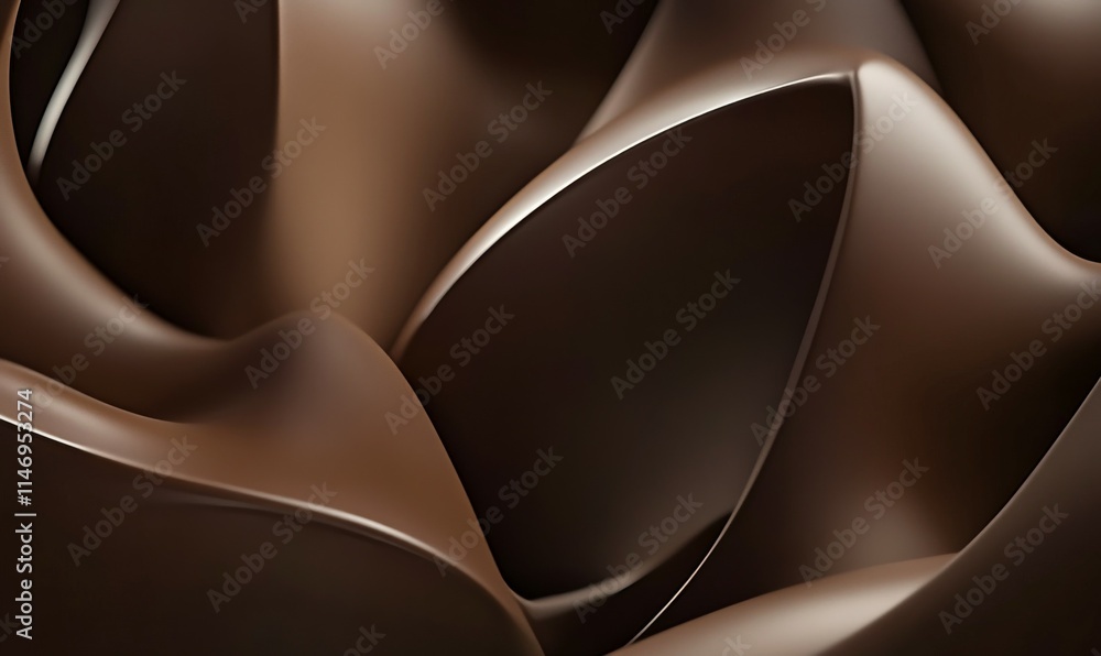 Poster elliptical forms rotating in dynamic symmetry, shaded in chocolate mocha mousse tones with high deta