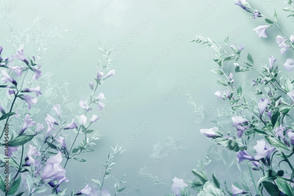 Poster elegant spring abstract background with soft lavender and mint floral patterns