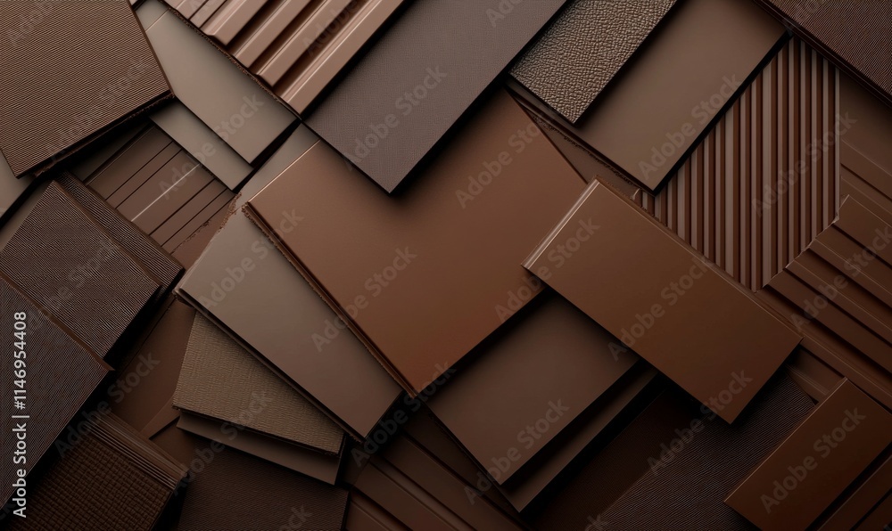 Aufkleber stack of flat geometric shapes transitioning from dark chocolate to light mocha gradients.