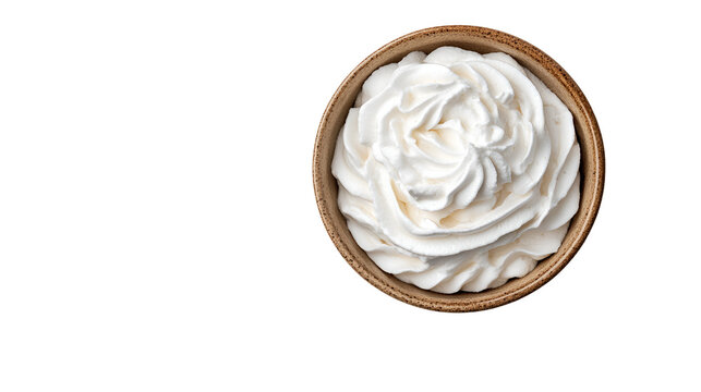 Whipped Cream in Brown Bowl, Dairy Dessert, Sweet Treat