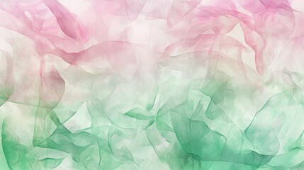 Fototapeta premium Pastel Floral Spring Background with Pink and Green Watercolor Strokes for Digital Banners