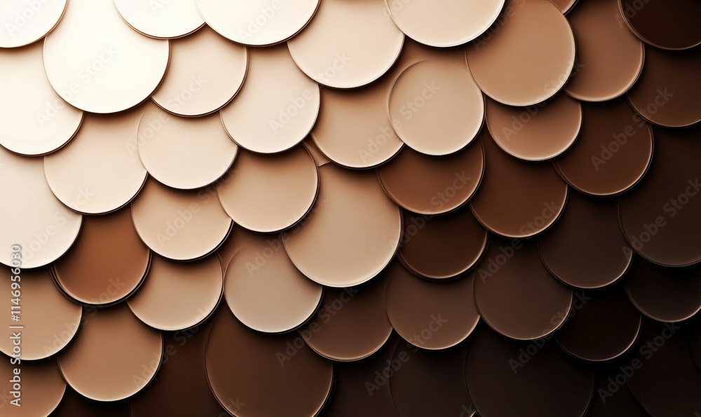 Poster gradually fading circles creating an ombre effect in deep chocolate and light mocha hues.