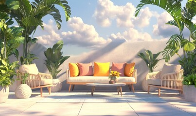 Obraz premium Stylish Terrace. Modern Interior Design Background.
