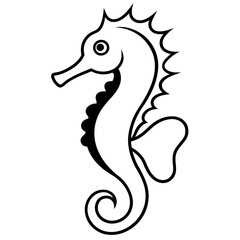 seahorse line art vector © MdShuvo