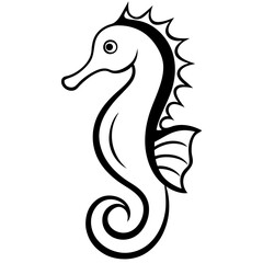 seahorse line art vector