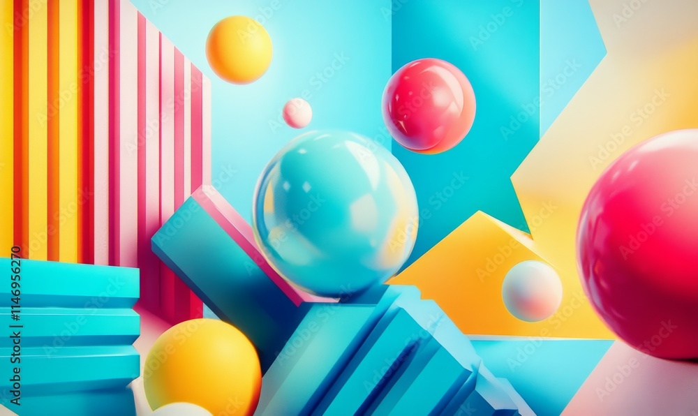 Aufkleber multicolored, tech background with a geometric 3d structure. bright, stepped design with extruded fu