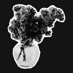 Halftone Decorative Collage Pop Art Element. Vintage Stippling Noise Sticker Vector Illustration.